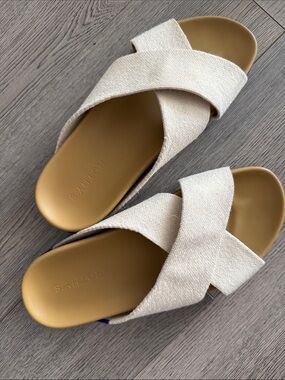 Rothy's Women's Crisscross Slide Sandal in Natural/Camel